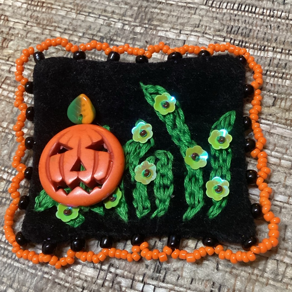 Pumpkin patch pin brooch
